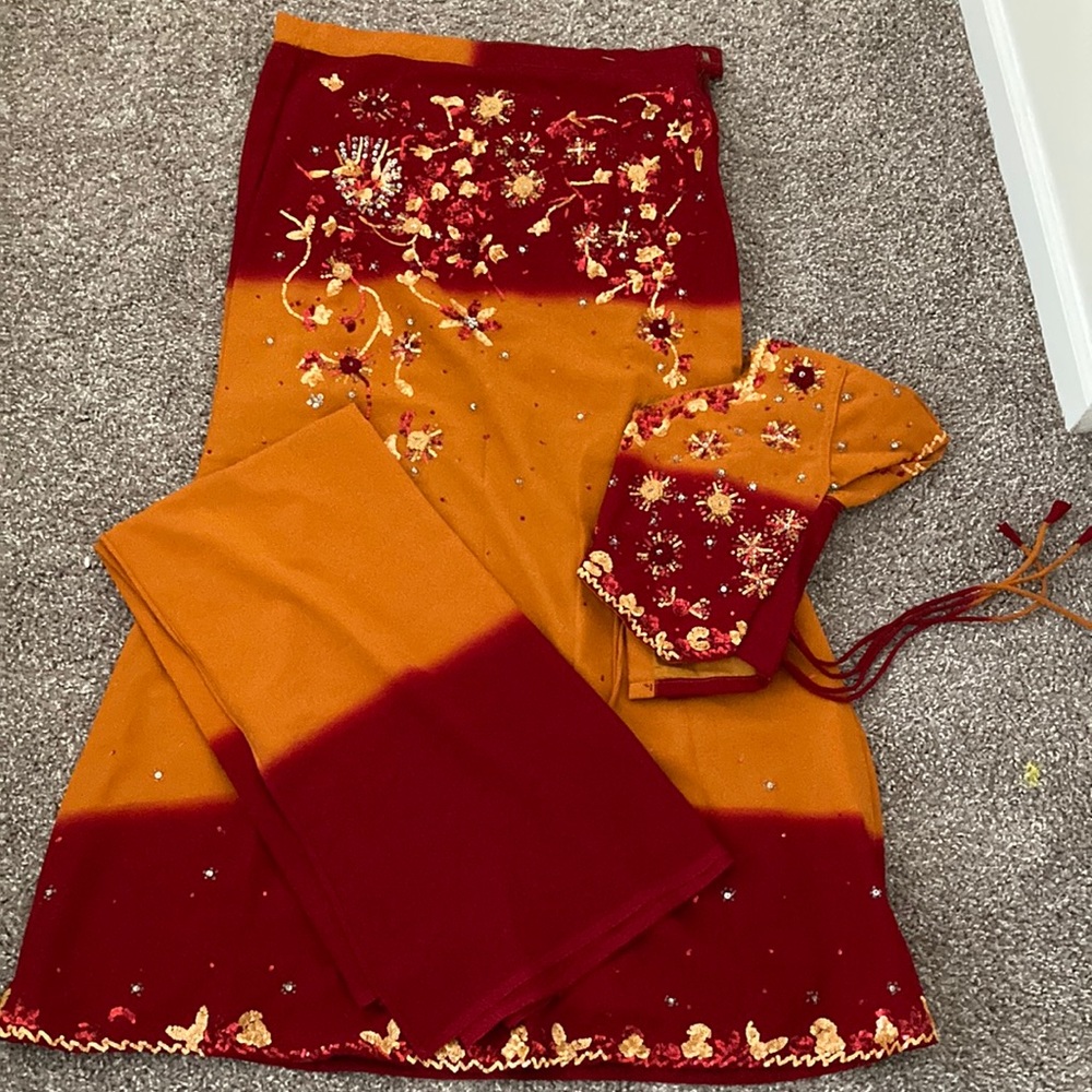 COPY - BEAUTIFUL RED AND ORANGE CHANIYA CHOLI